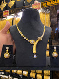 Statement Neck Set Cz Stone - Gold Plated