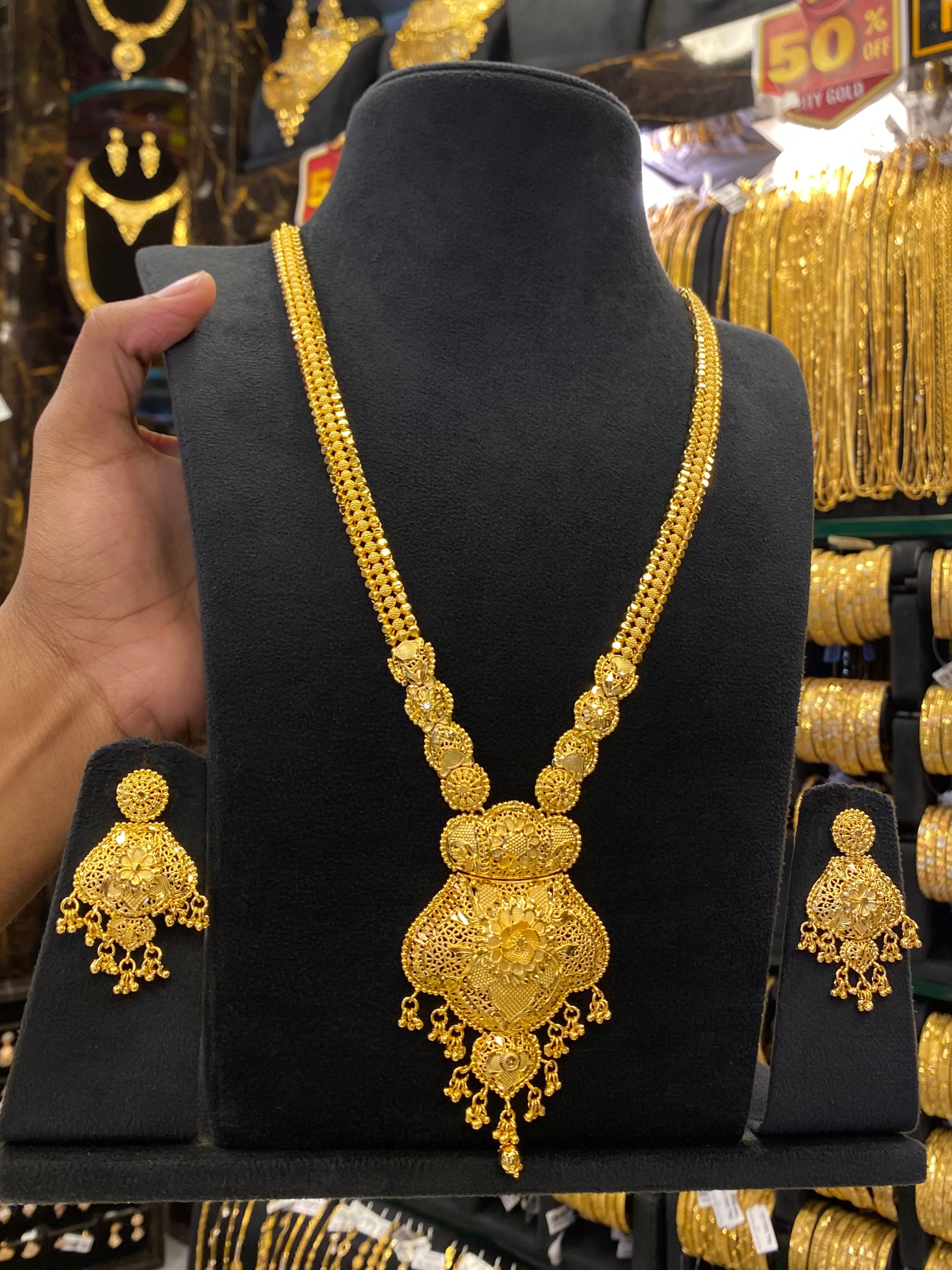 Calcutta Style Gold Plated Long Set