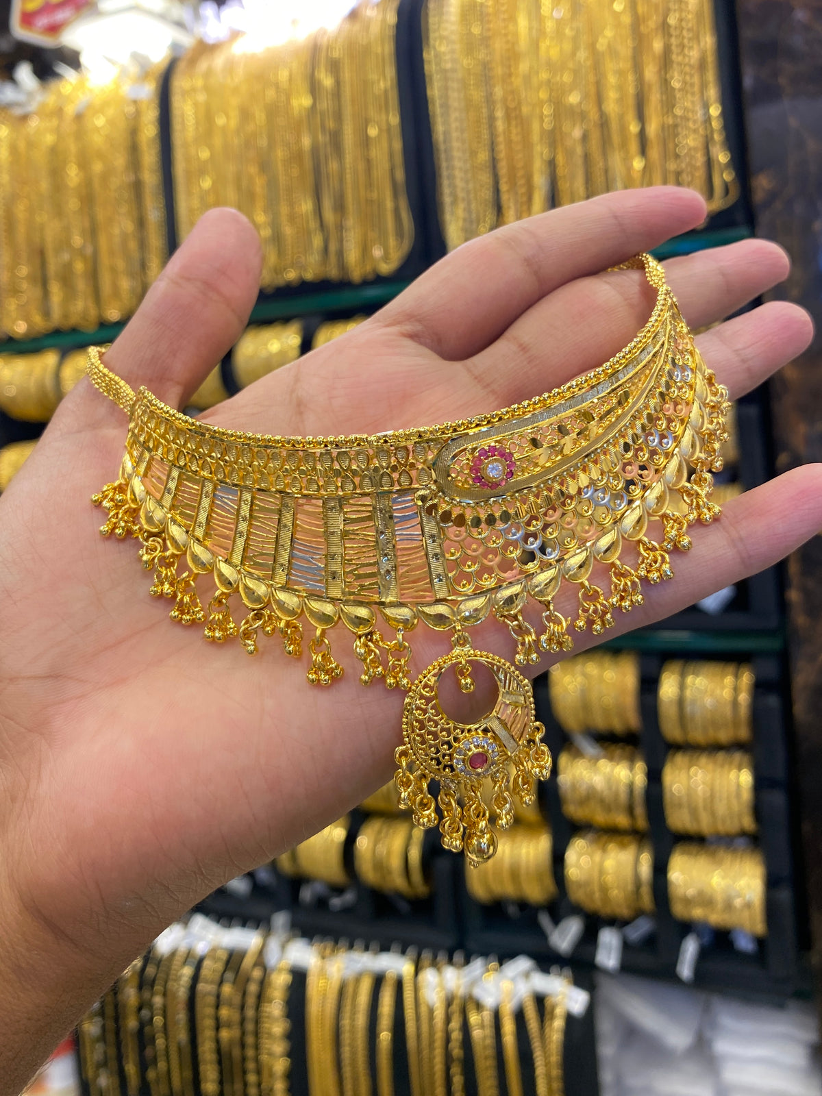 Gold plated Chocker set - Tri mix