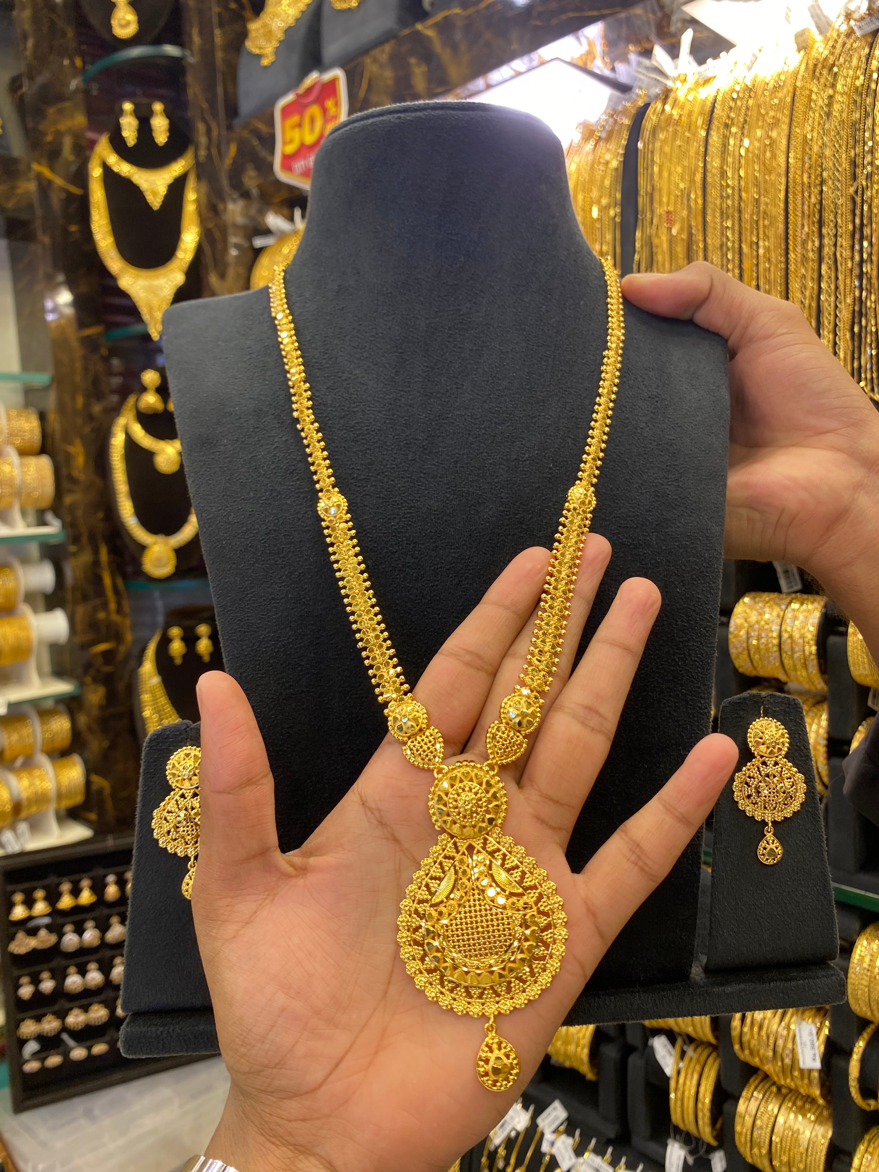 Calcutta Style Gold Plated Long Set