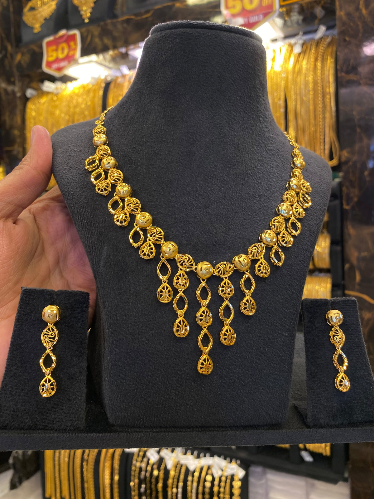 Turkish Style Neck Set Full Gold - Gold Plated