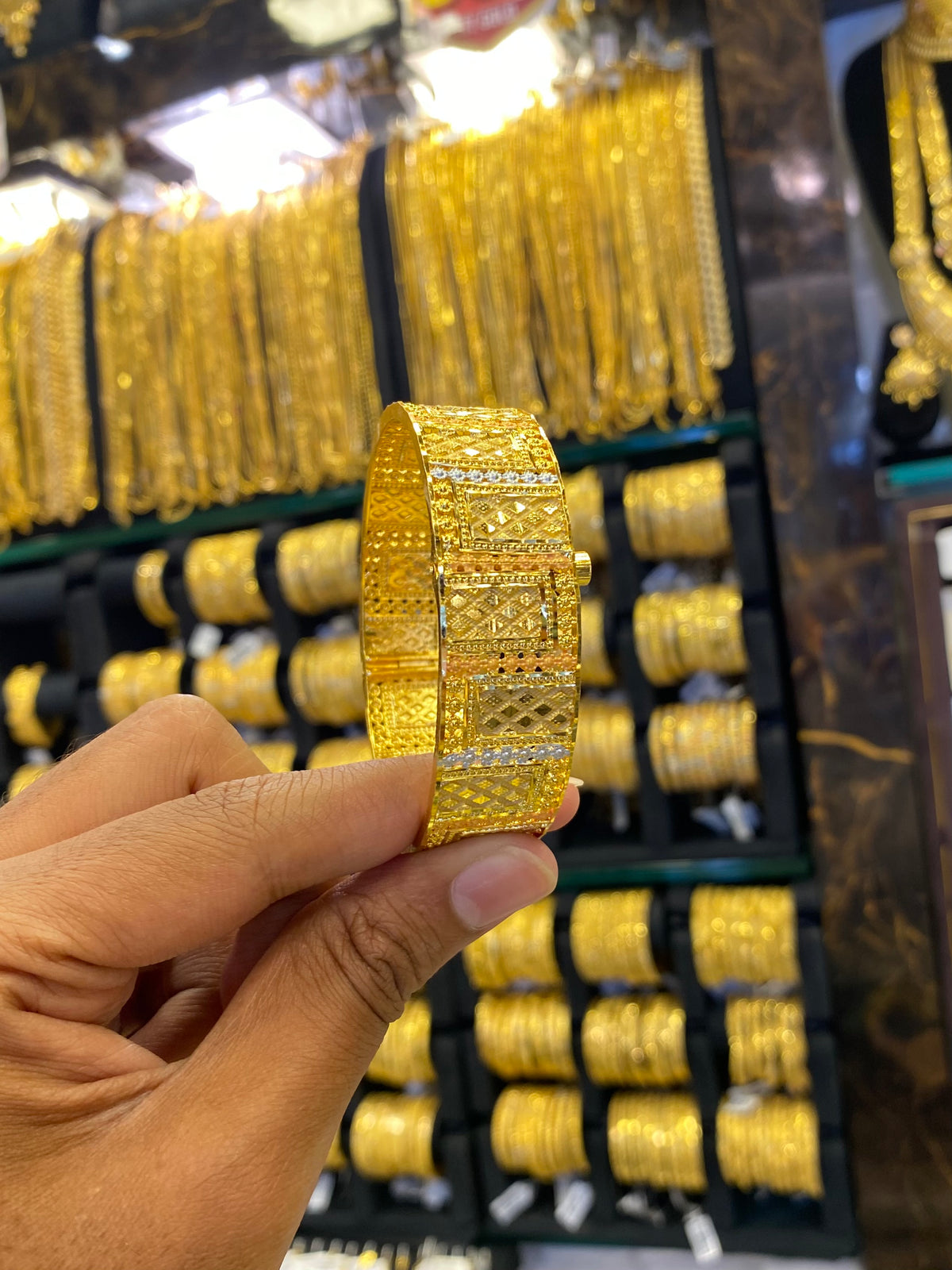 Gold Plated Kada Bangle Screw Type 1Pcs- Tri Mix