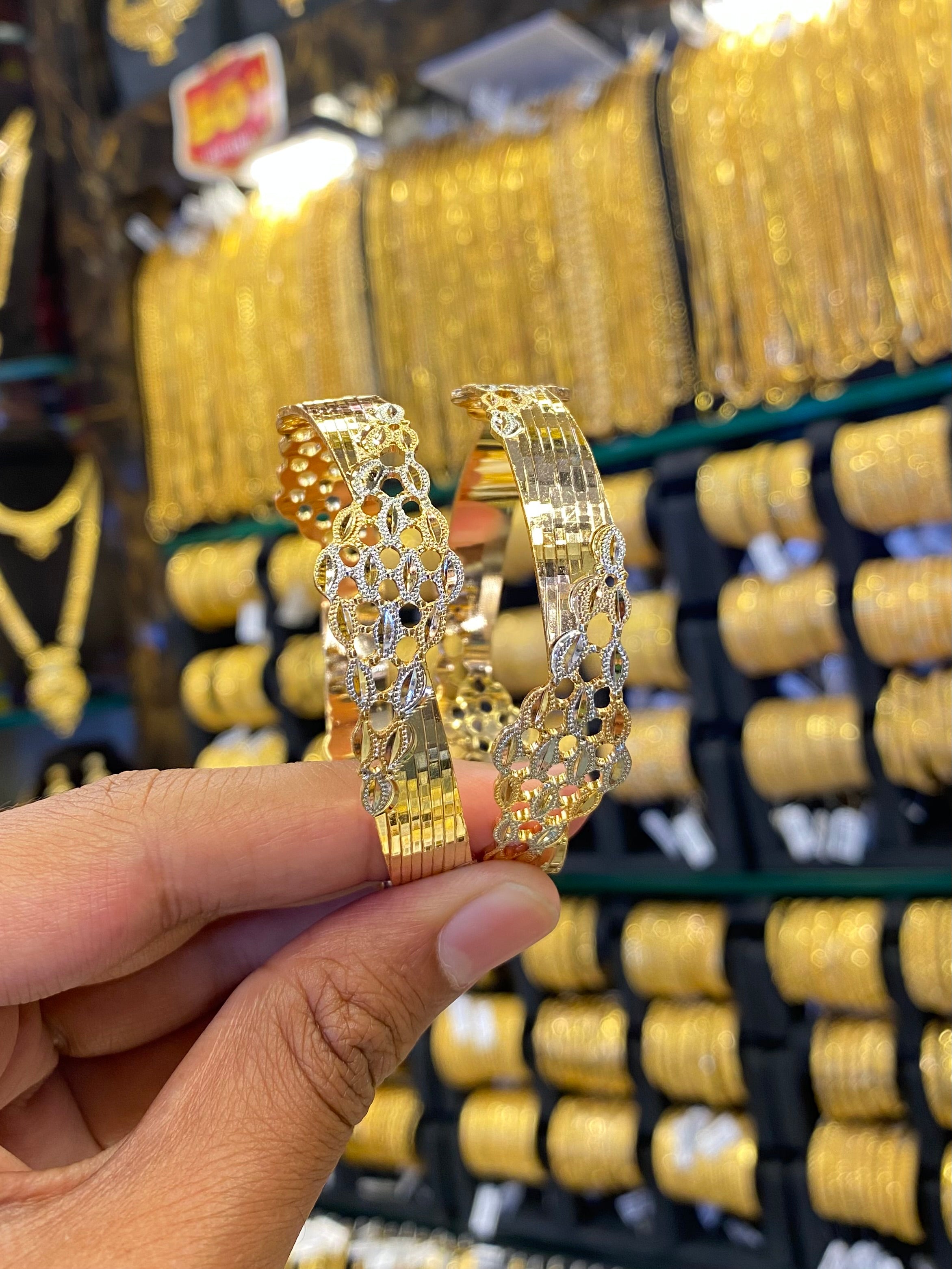 Arabic bangle 2pcs - Rhodium plated