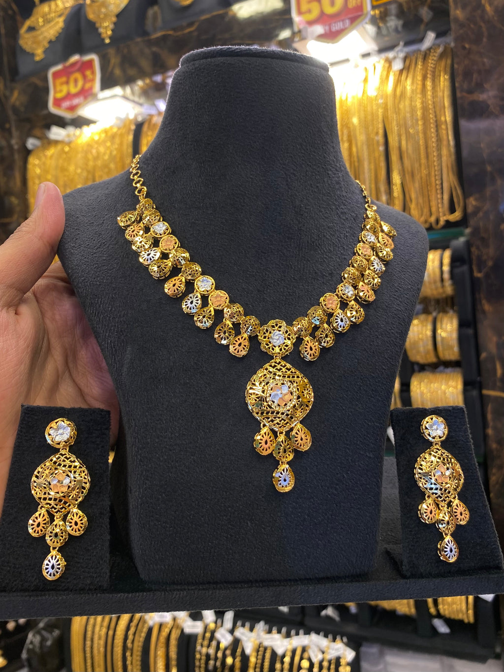 Turkish Style Neck Set Tri Mix - Gold Plated