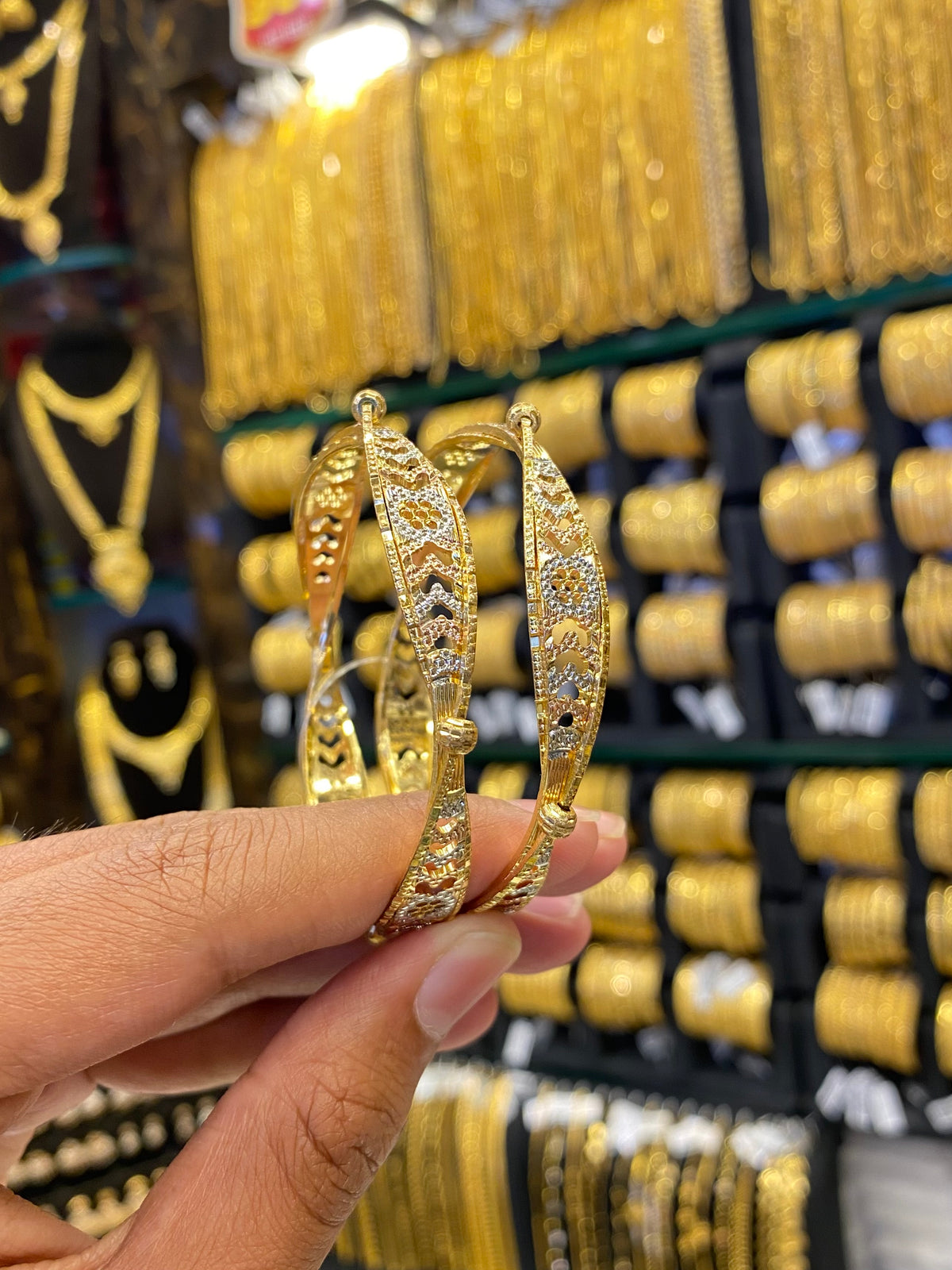 Arabic Style Bangle 2Pcs - Rodhium Plated