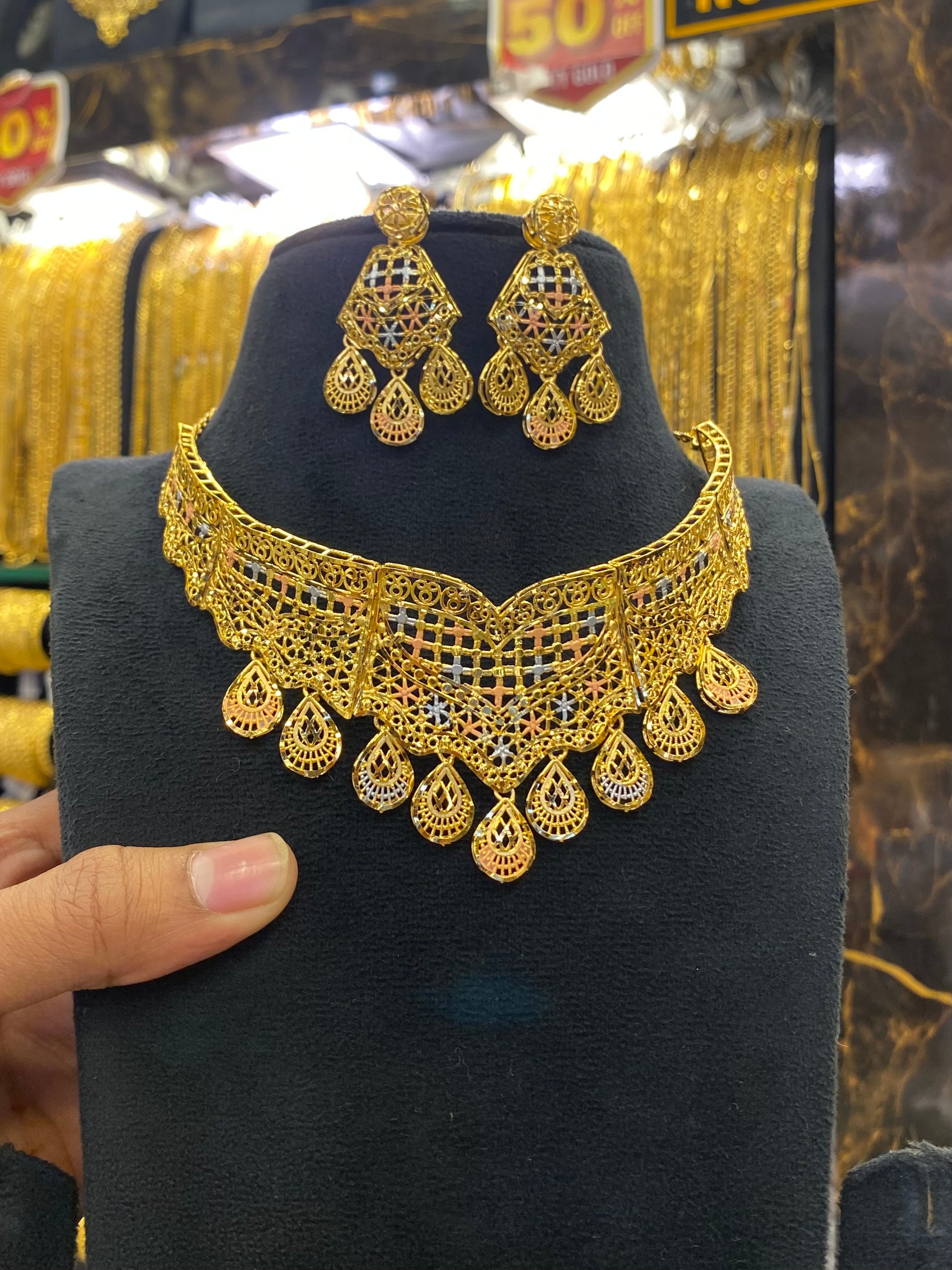 Gold Plated Turkish Choker Tri Mix