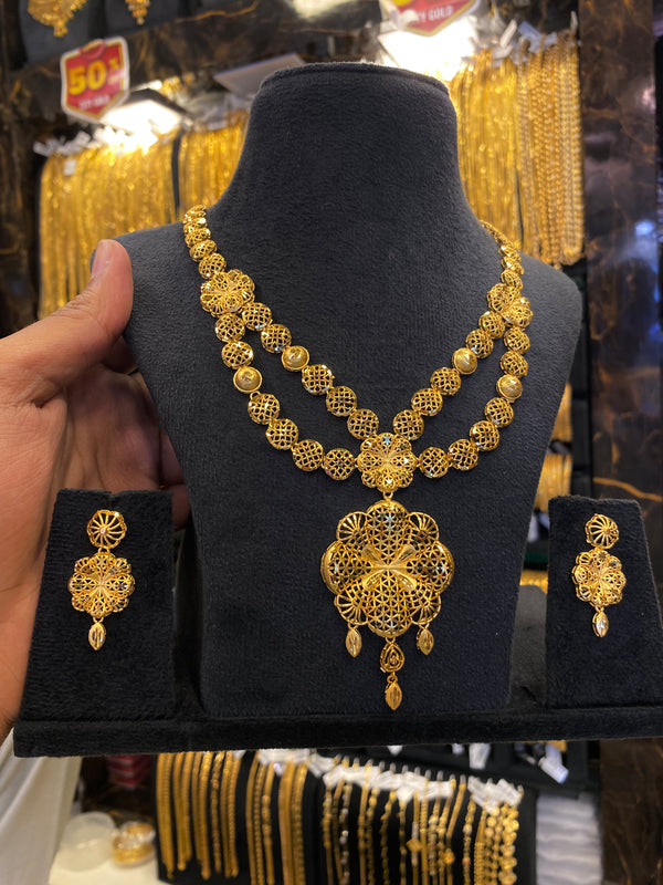 Turkish Style Neck Flowral Design - Gold Plated