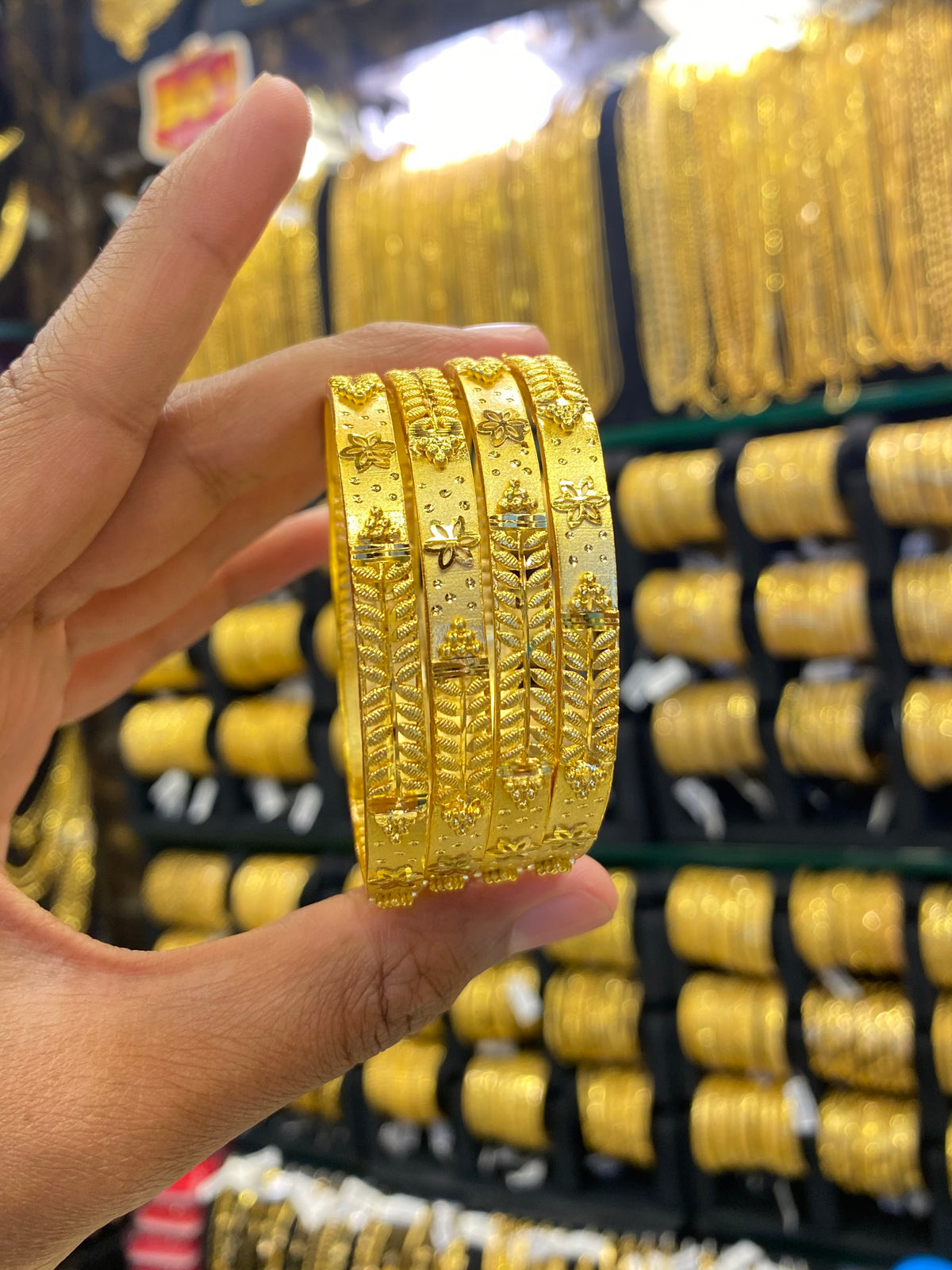 Gold Plated Bangle 4Pcs Full Gold