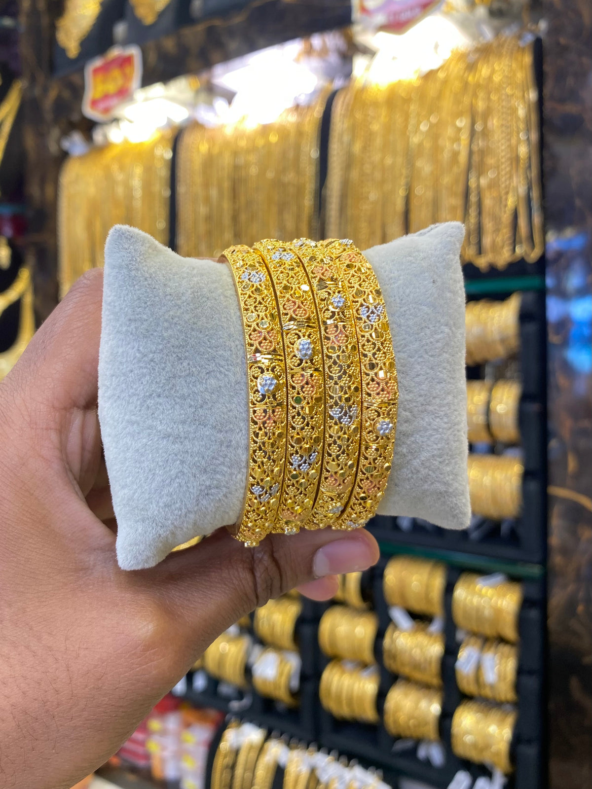 Gold plated Bangles 4pcs - Tri colour