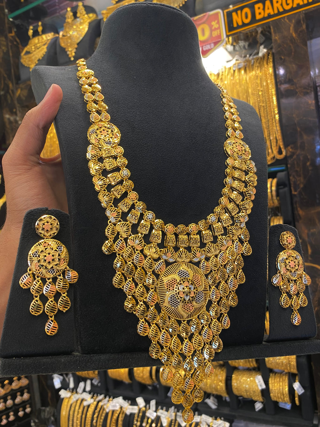 Turkish Style Bridal Set Heavy Tri Mix - Gold Plated