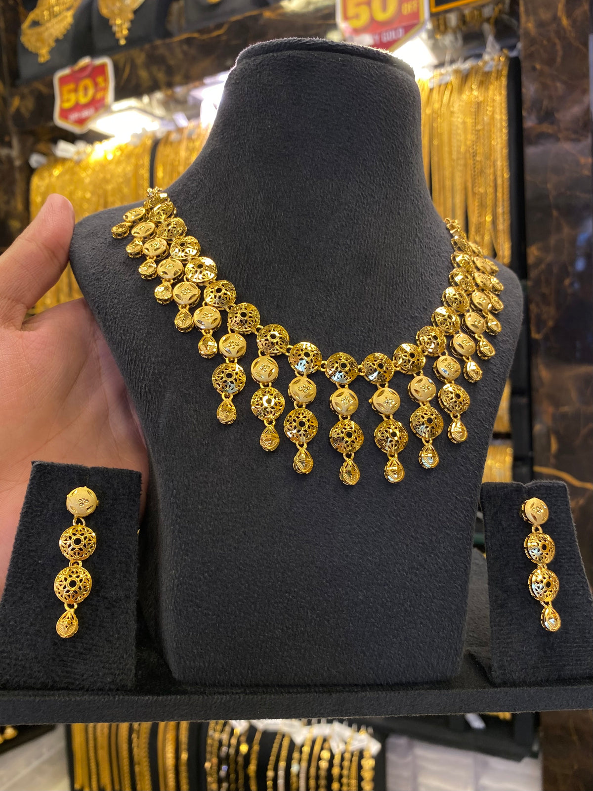 Turkish Style Neck Set Full Gold - Gold Plated