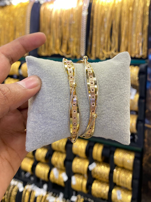 Arabic style bangle 2pcs - Rhodium plated