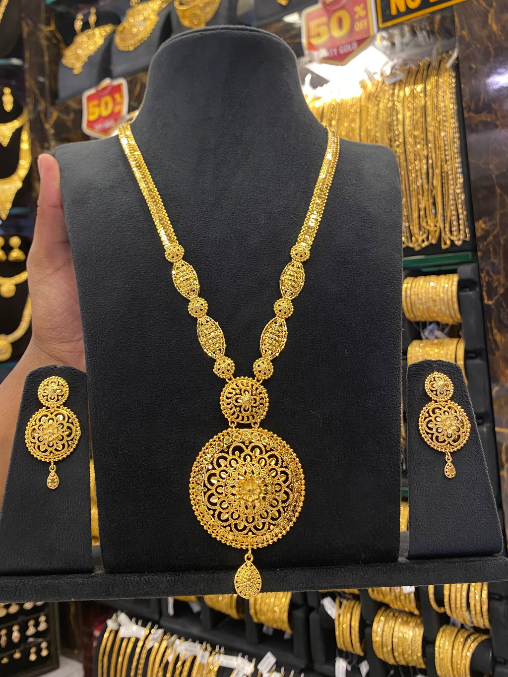 Calcutta Style Gold Plated Long Set