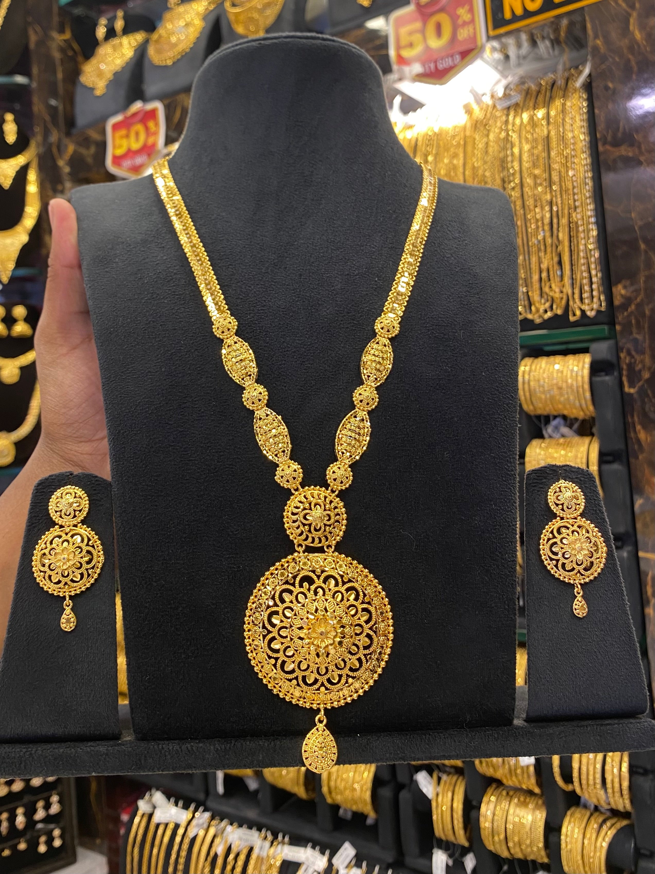 Calcutta Style Gold Plated Long Set