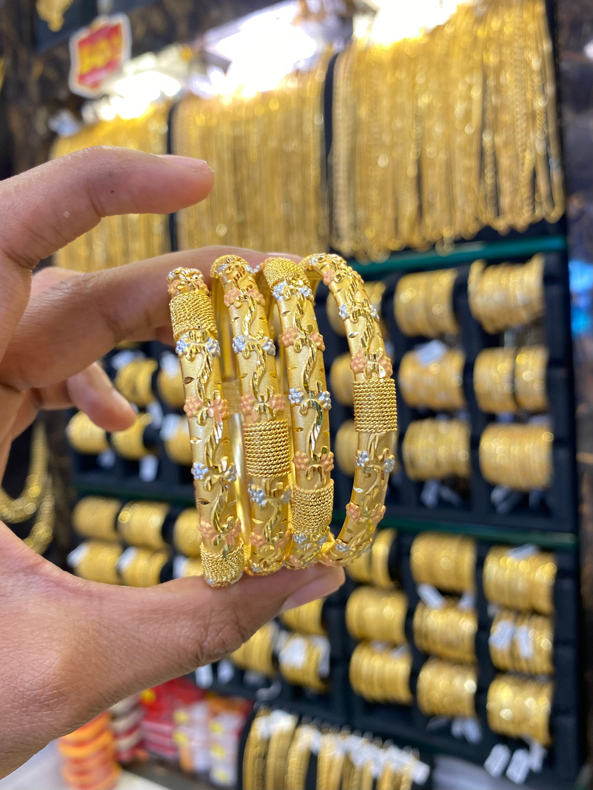 Gold plated Bangles 4pcs - Tri colour