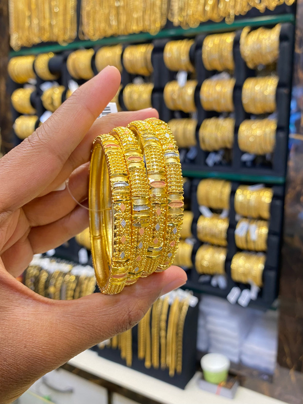 Gold plated Bangles 4pcs - Tri colour