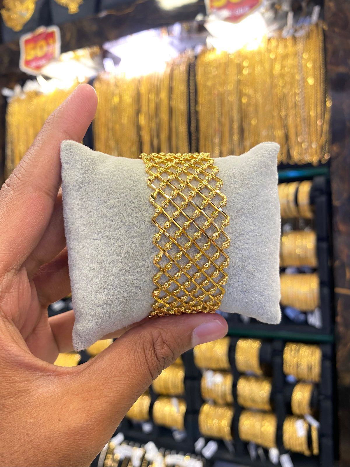 Gold plated bangle Kada 1pcs - Netted style