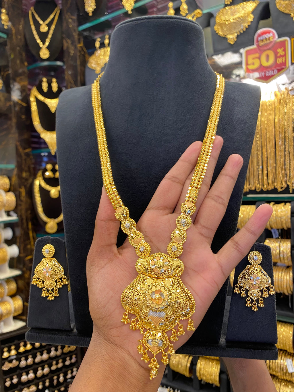 Calcutta Style Gold Plated Long Set