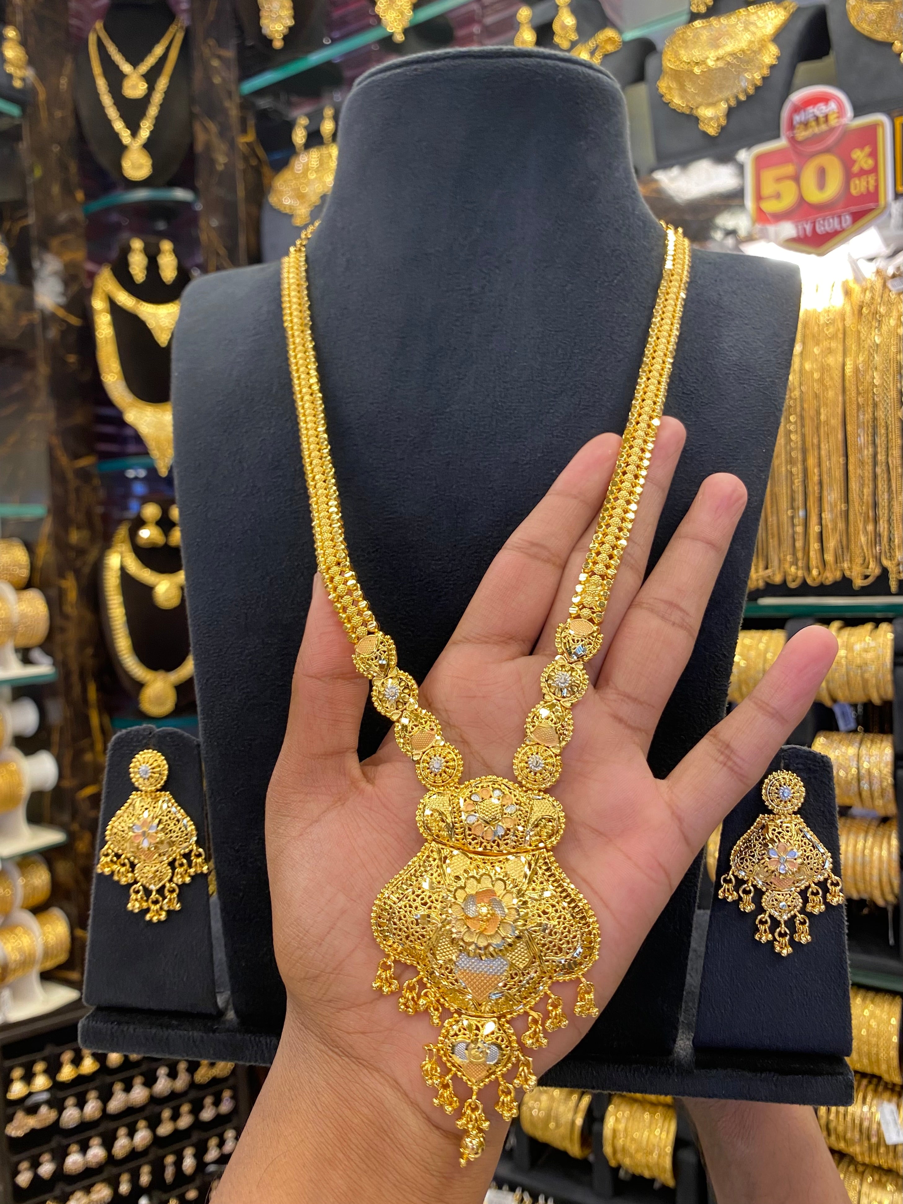 Calcutta Style Gold Plated Long Set