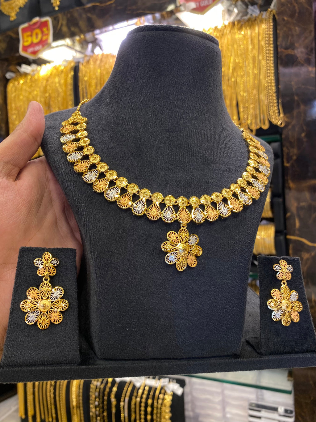 Turkish Style Neck Set Tri Mix - Gold Plated