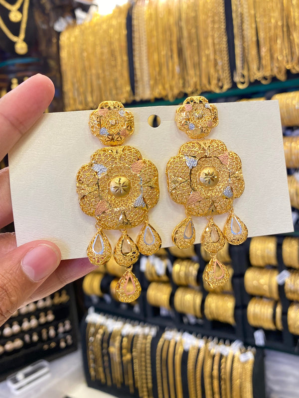 Turkish Style Earrings Tri Mix - Gold Plated