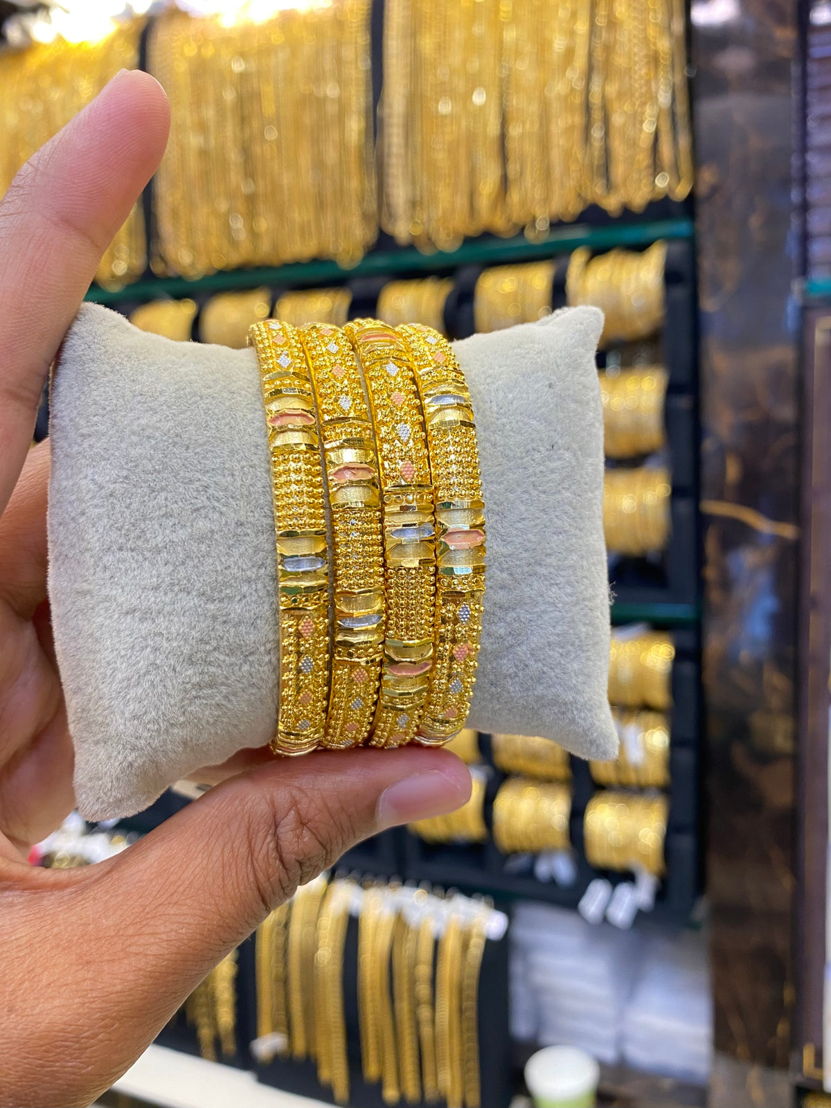 Gold plated Bangles 4pcs - Tri colour