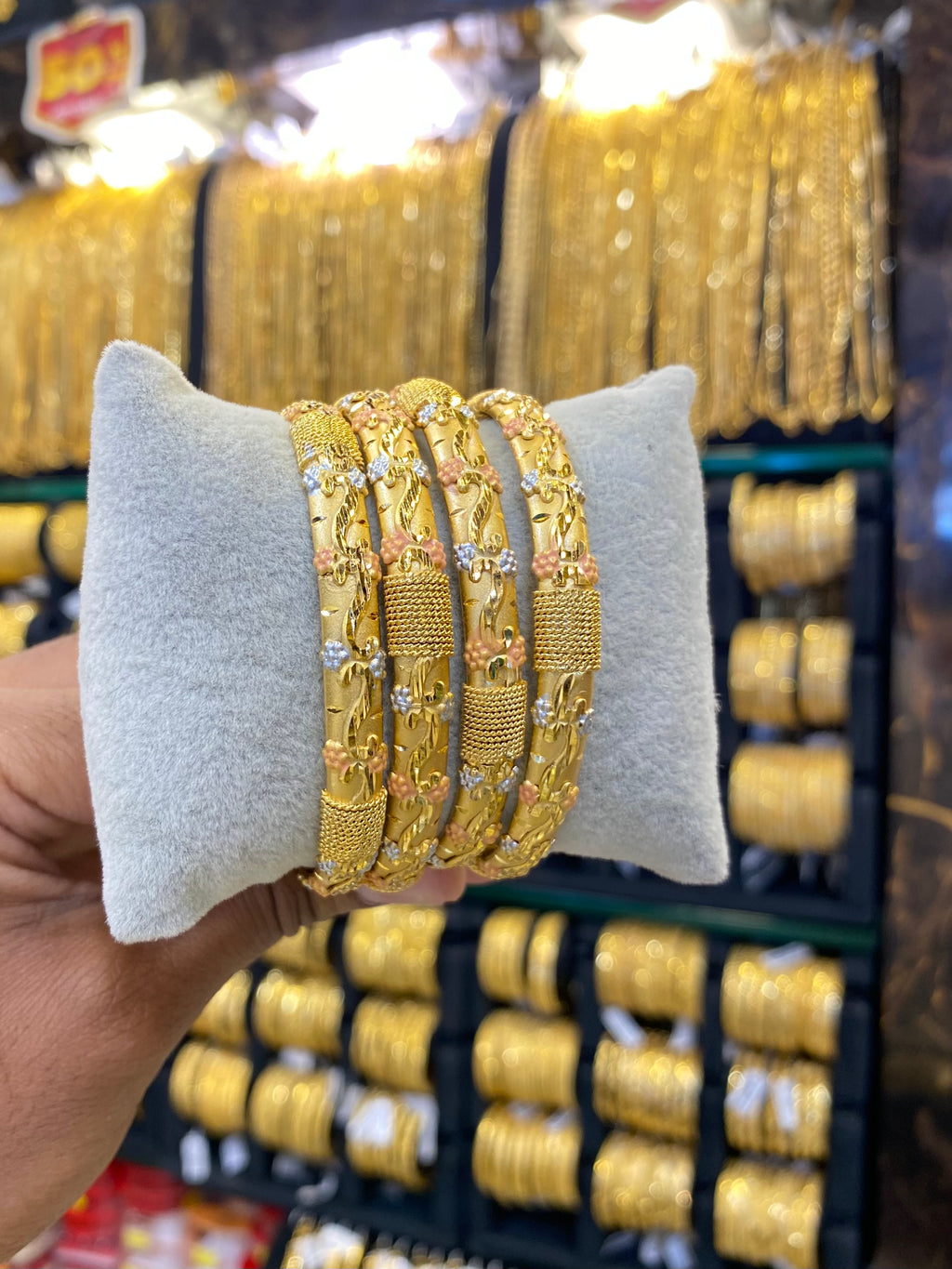 Gold plated Bangles 4pcs - Tri colour