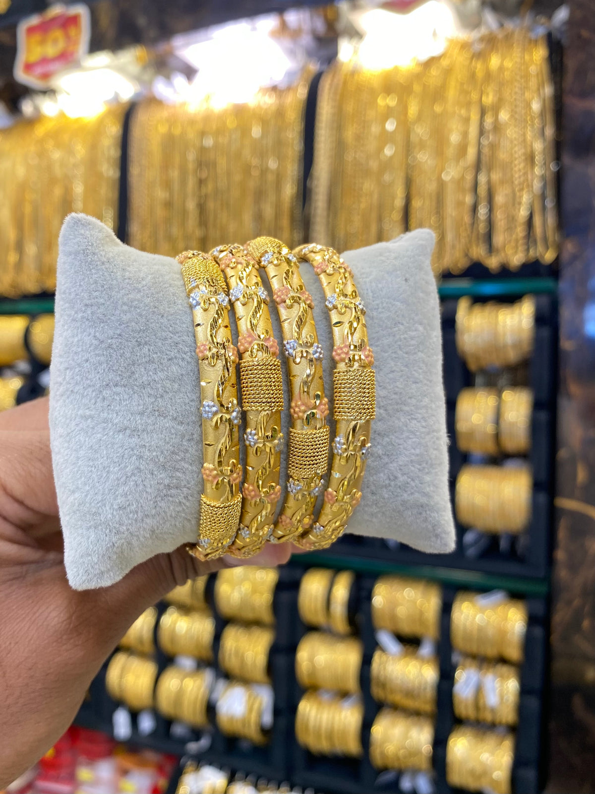 Gold plated Bangles 4pcs - Tri colour