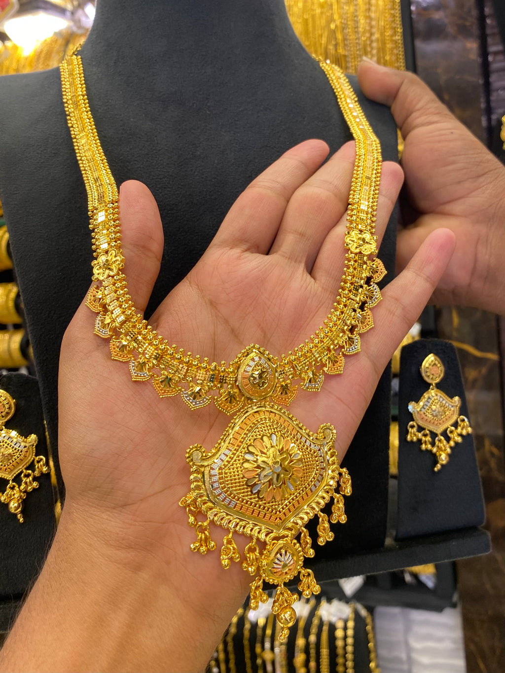 Calcutta Style Heavy Long Set Tri Mix - Gold Plated