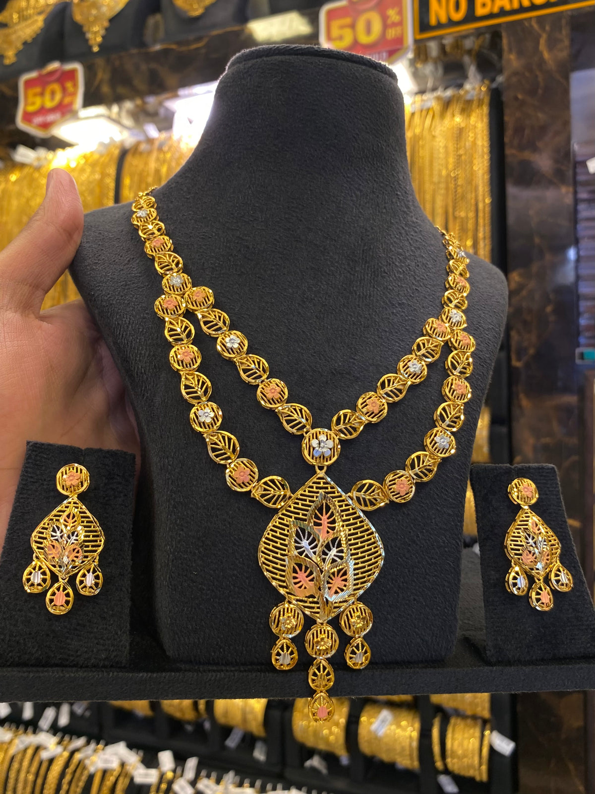 Turkish Style Neck Set Tri Mix- Gold Plated