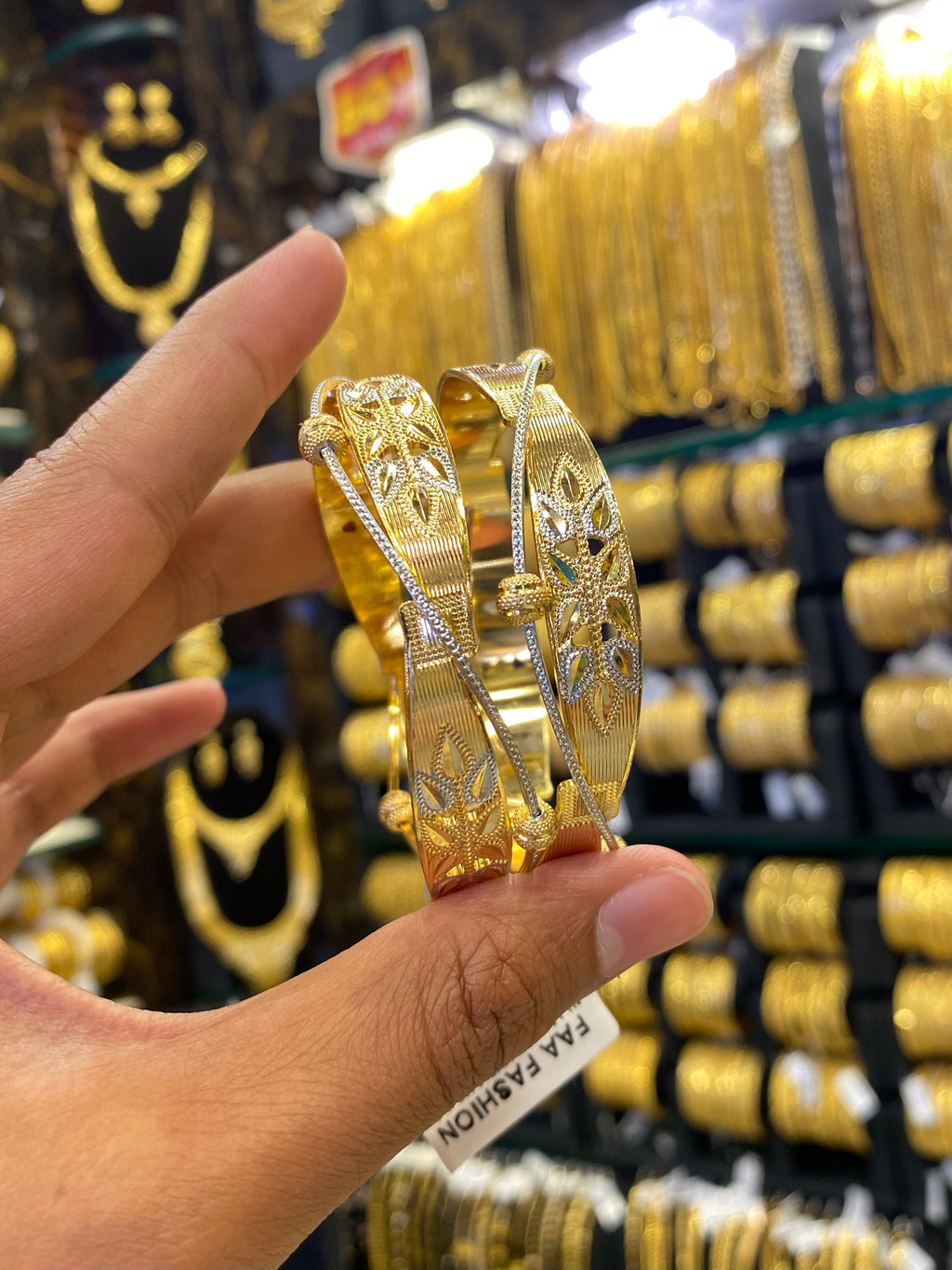 Arabic Style Bangle 2Pcs - Rodhium Plated