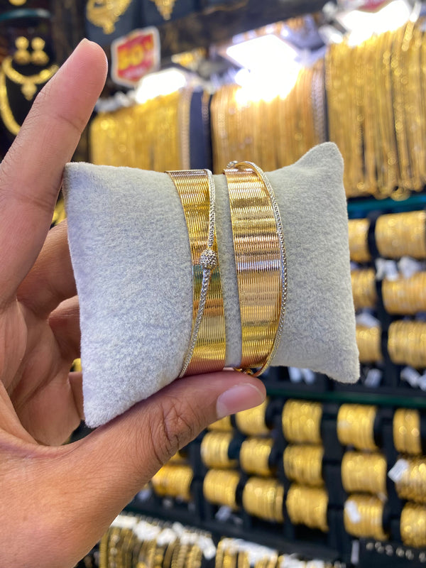 Arabic Style Bangle 2Pcs - Rodhium Plated