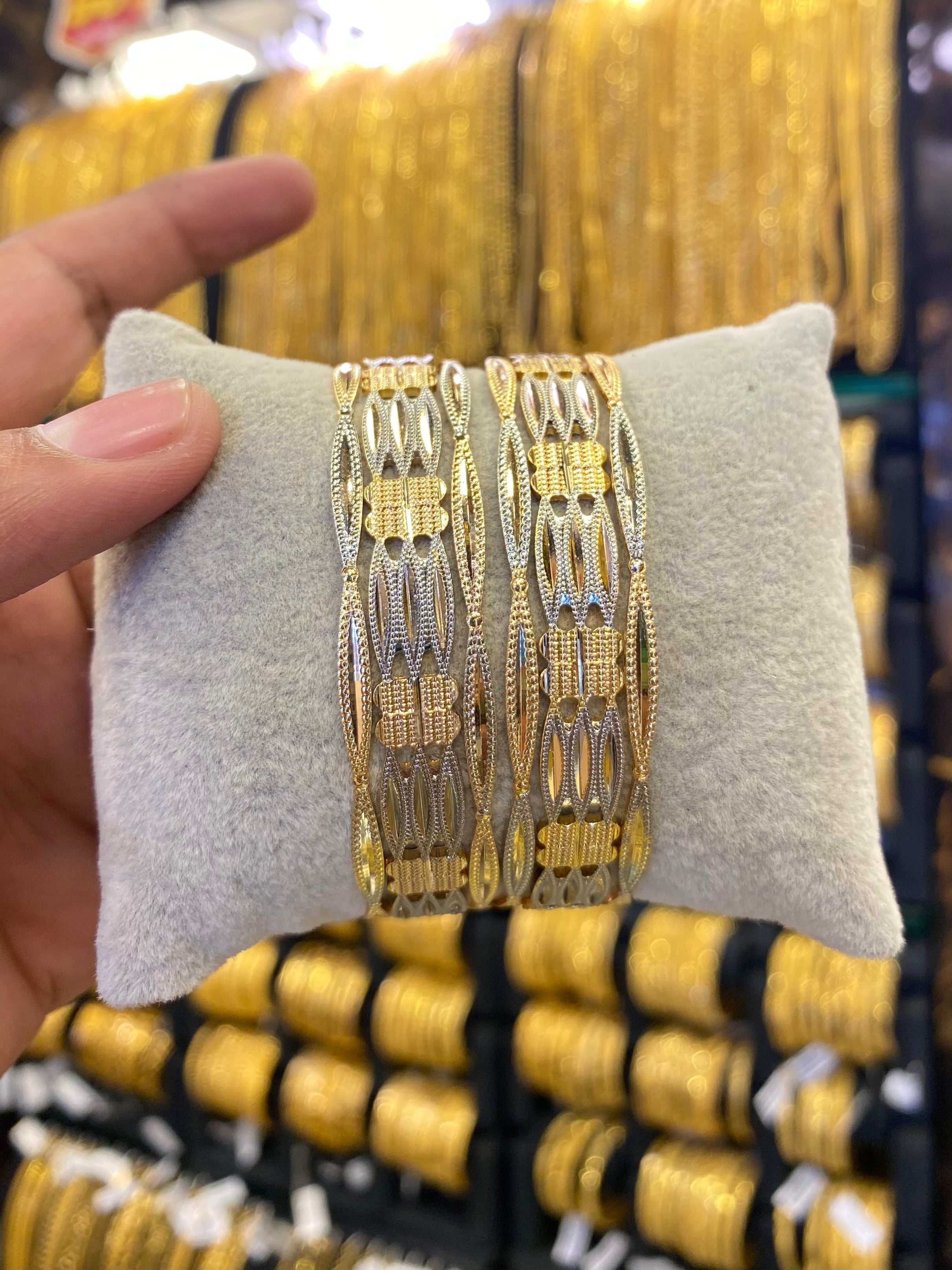 Arabic Style Bangle Combo 6Pcs - Rodhium Plated