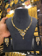 Cz Neck Set White Stone - Gold Plated