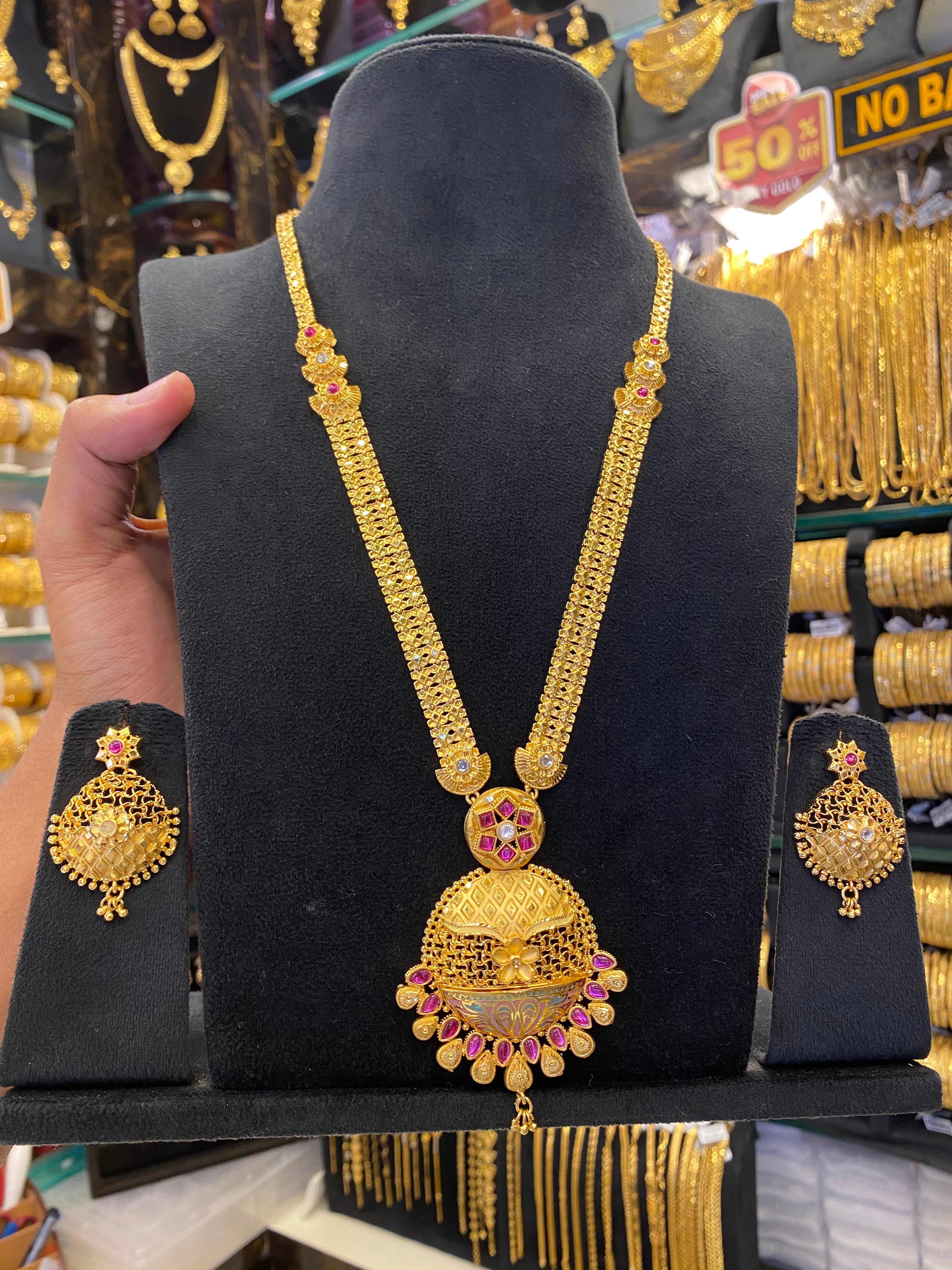 Meenakari Indian Style Long Set - Gold Plated
