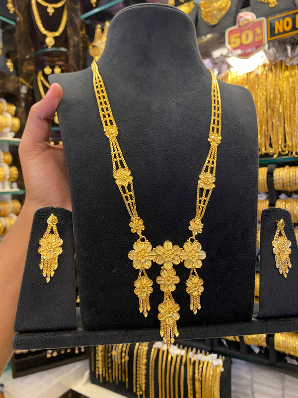 Indian Style Long Set Flowral - Gold Plated