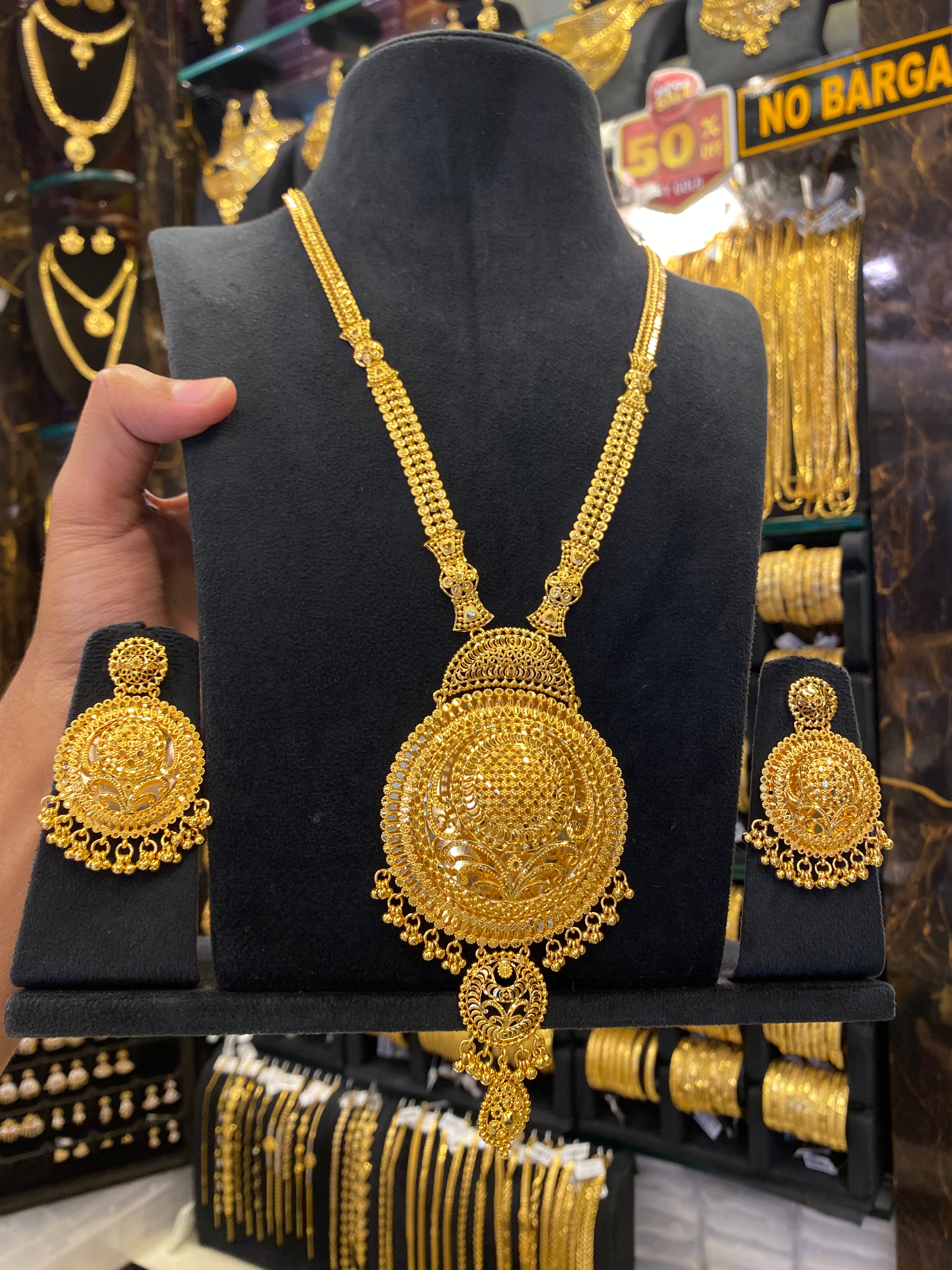 Indian style long/haram set - gold plated