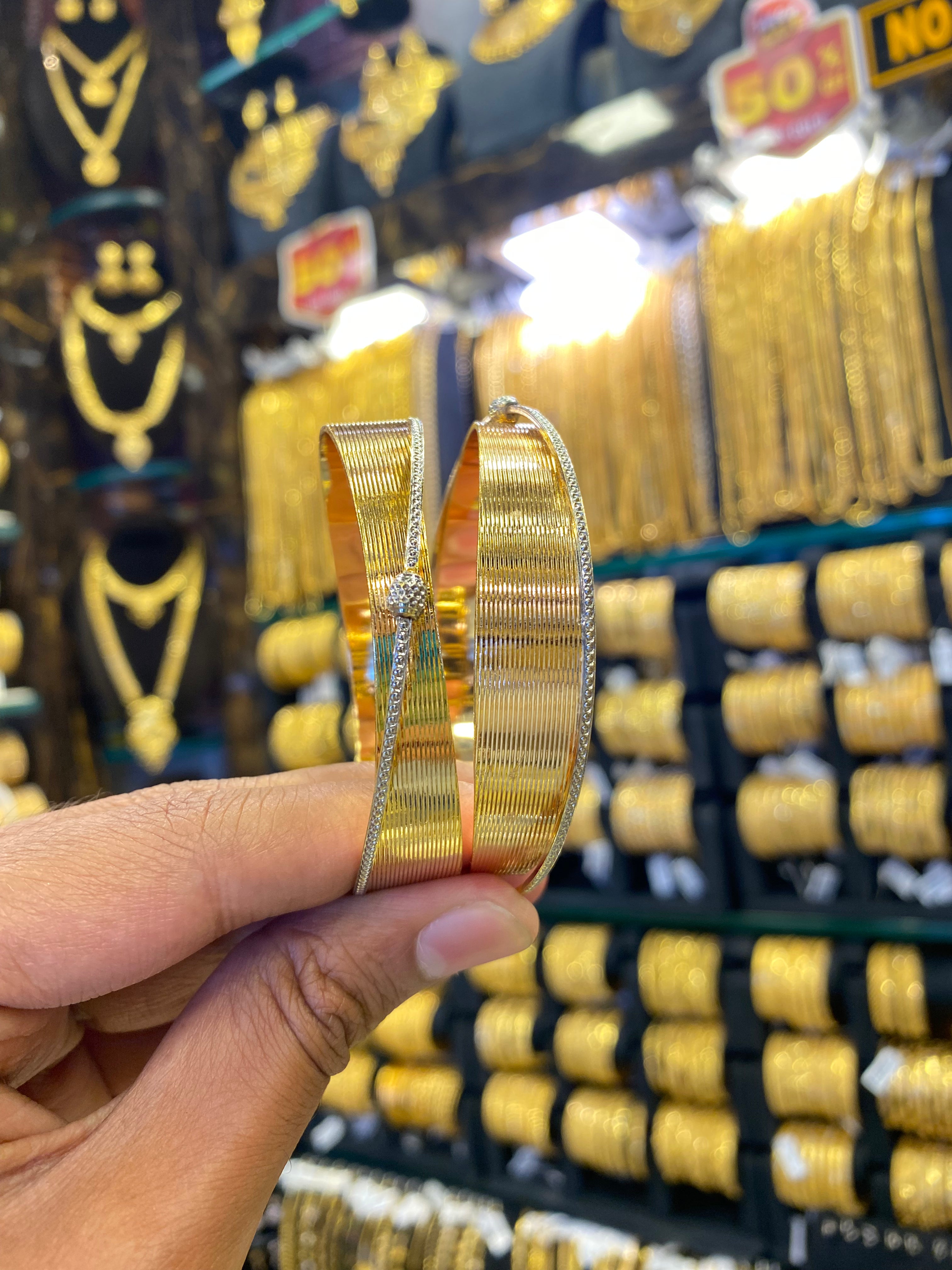 Arabic Style Bangle 2Pcs - Rodhium Plated