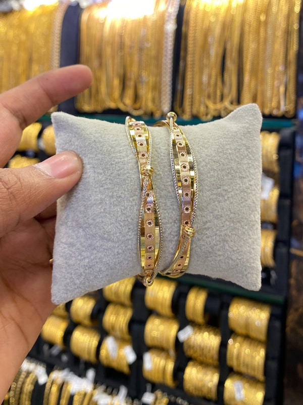 Arabic style bangle 2pcs - Rhodium plated - FAA FASHION