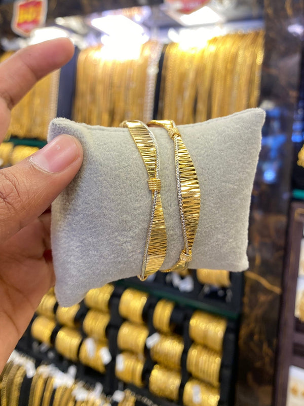 Arabic style bangle 2pcs - Rhodium plated - FAA FASHION