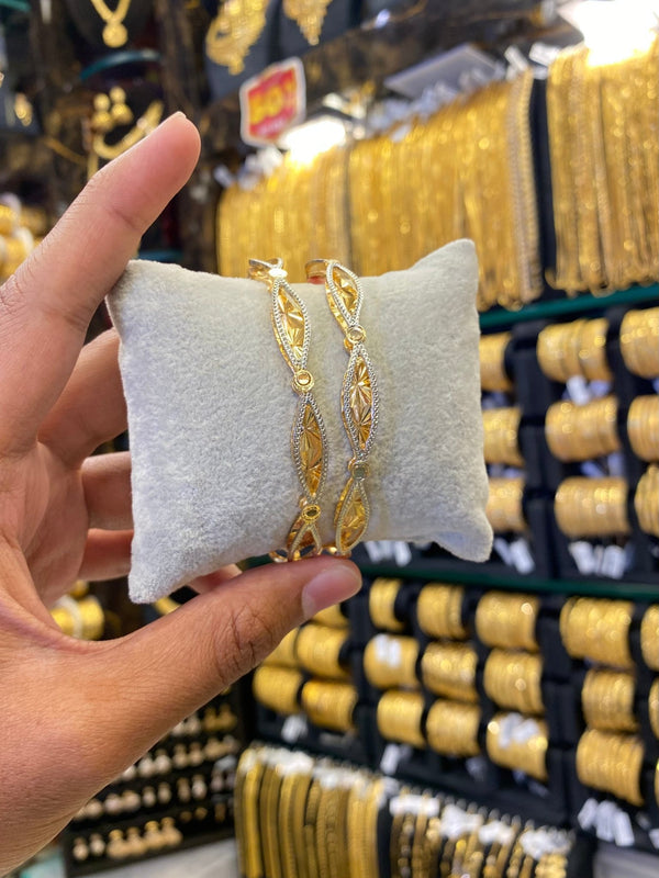 Arabic Style Bangle 2Pcs - Rodhium Plated - FAA FASHION