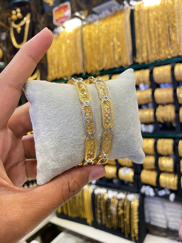 Arabic Style Bangle 2Pcs - Rodhium Plated - FAA FASHION