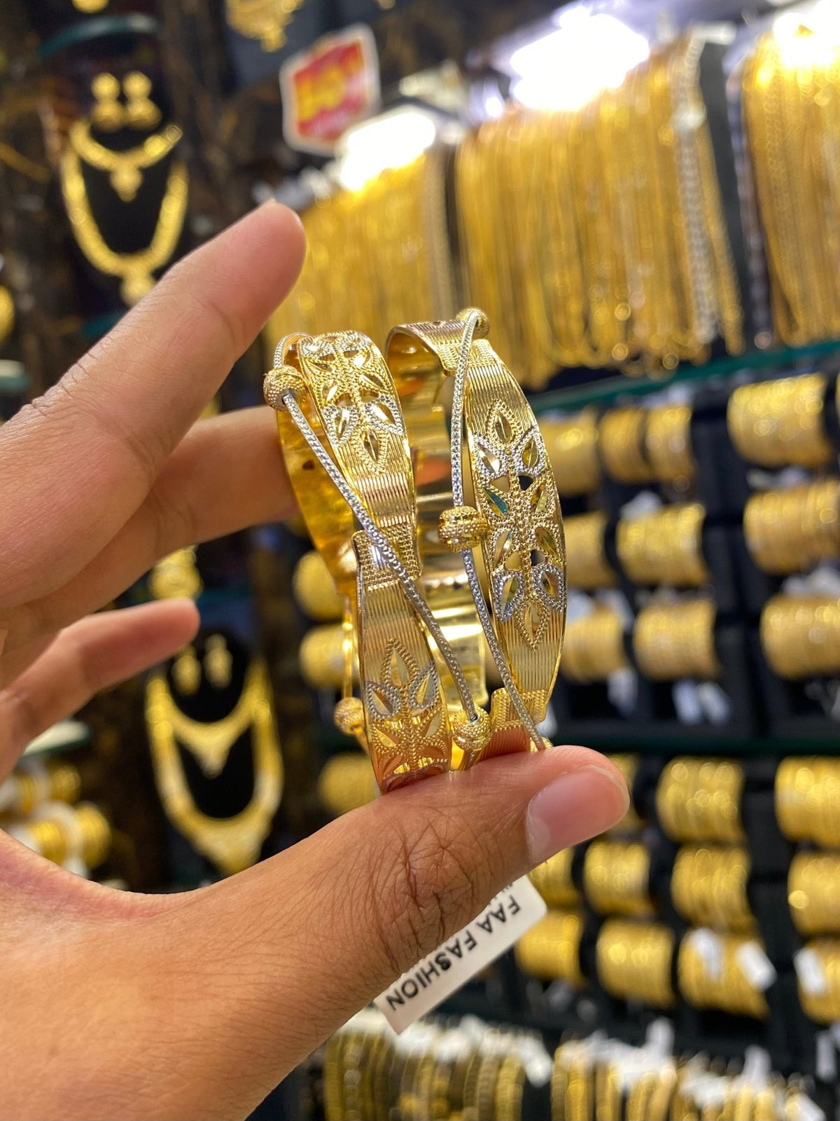 Arabic Style Bangle 2Pcs - Rodhium Plated - FAA FASHION
