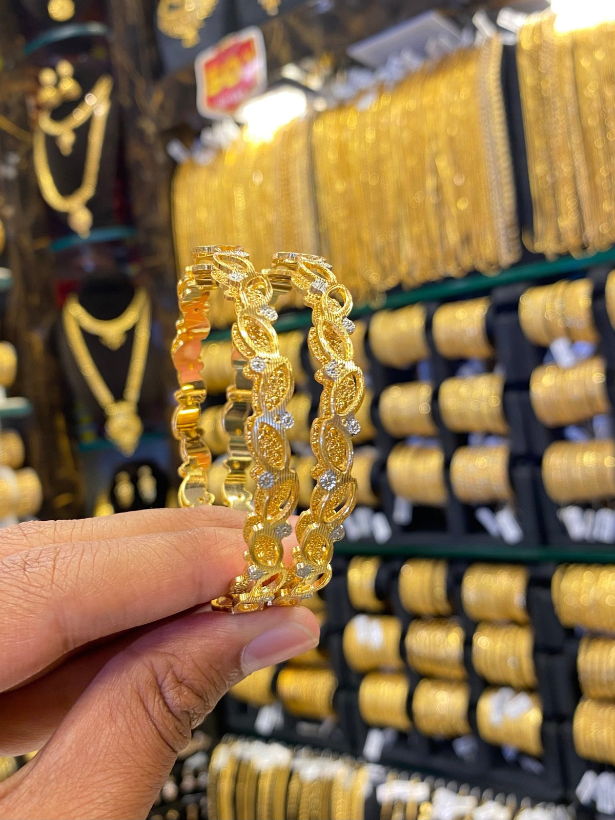 Arabic Style Bangle 2Pcs - Rodhium Plated - FAA FASHION