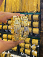 Arabic Style Bangle Combo 6Pcs - Rodhium Plated - FAA FASHION