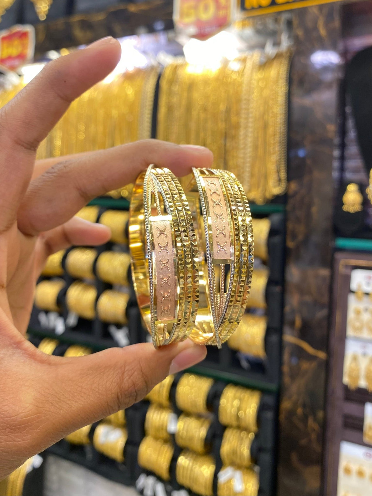 Arabic style bangles 2pcs - Tri colour - FAA FASHION