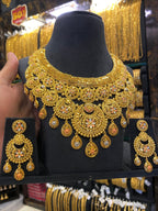 Calcutta Style Heavy Neck Set Tri Mix - Gold Plated - FAA FASHION