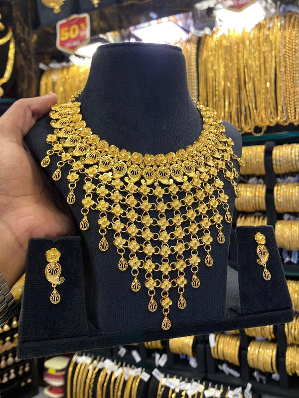 Calcutta Style Neck Set Heavy Full Gold - Gold Plated - FAA FASHION
