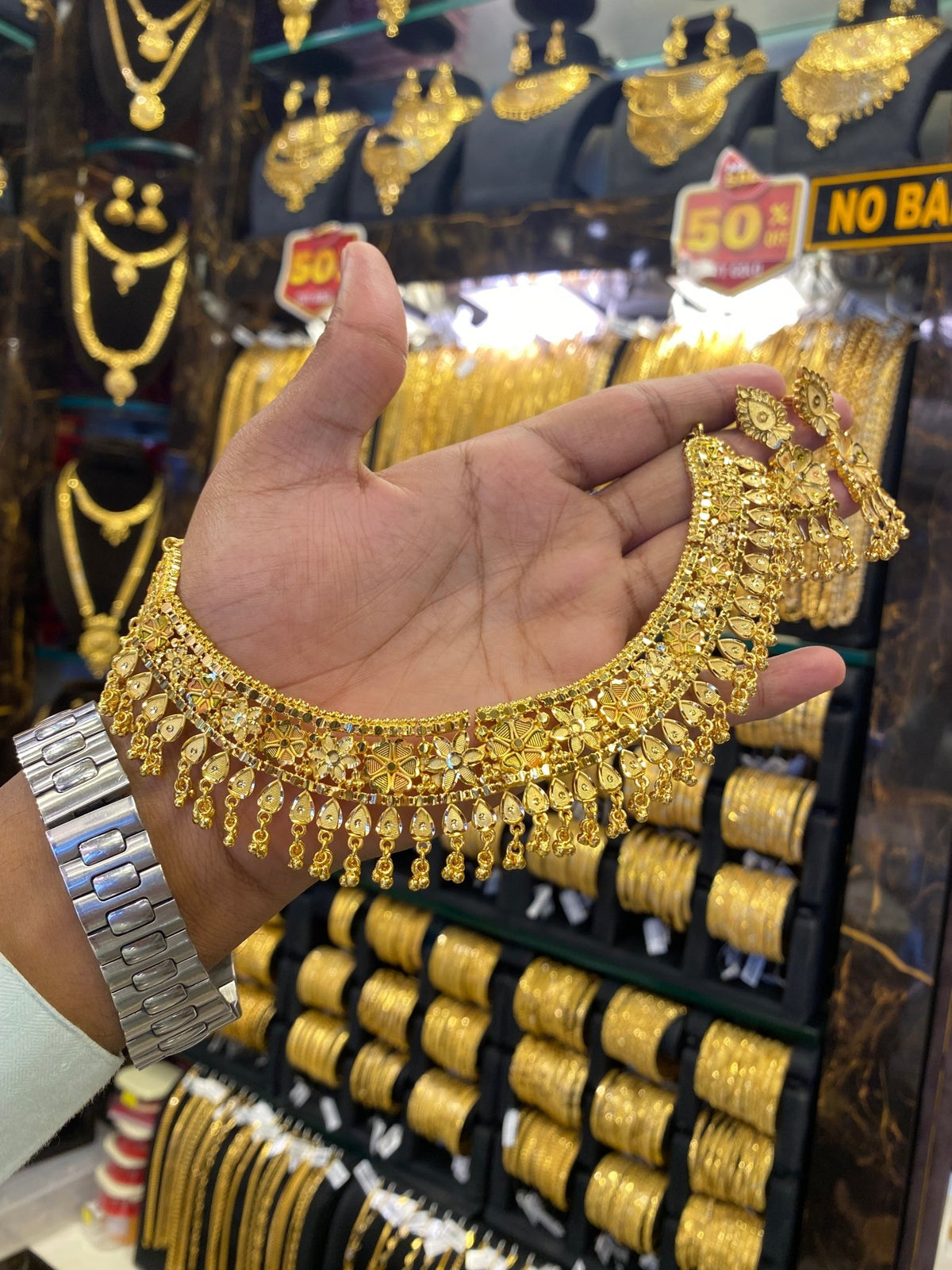 Calcutta Style Neck Set Meenakari - Gold Plated - FAA FASHION