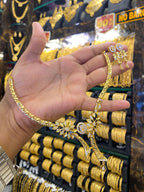 Cz Neck Set Full White - Gold Plated - FAA FASHION